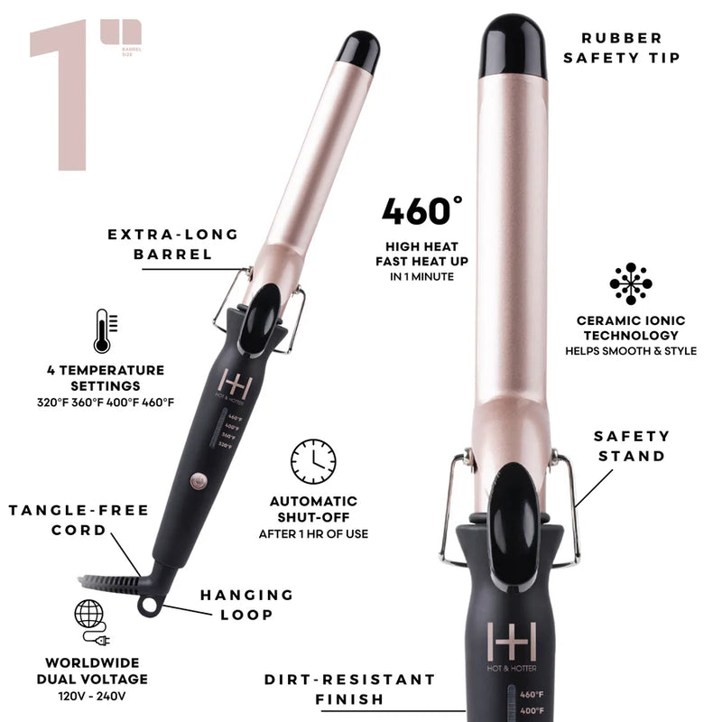 H&H Extra Long Ceramic Tourmaline Curling Iron 1"