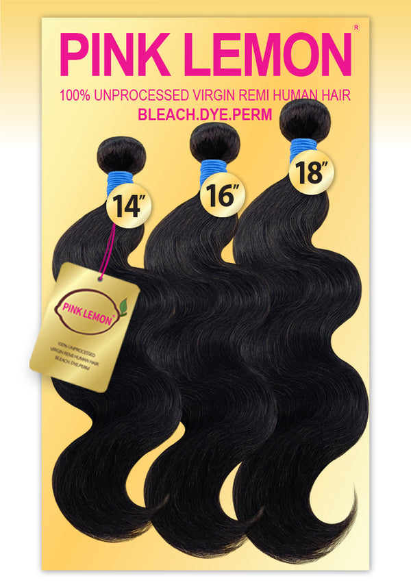 Pink Lemon 15A 3X Bundles 100% Unprocessed Remi Hair  Body Wave